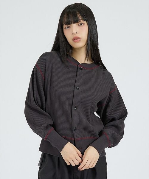 Rouge vif la cle / ルージュ・ヴィフ ラクレ カーディガン・ボレロ | 【Healthknit/ヘルスニット】ARMYリブ クルーネックカーディガン/長 | 詳細20