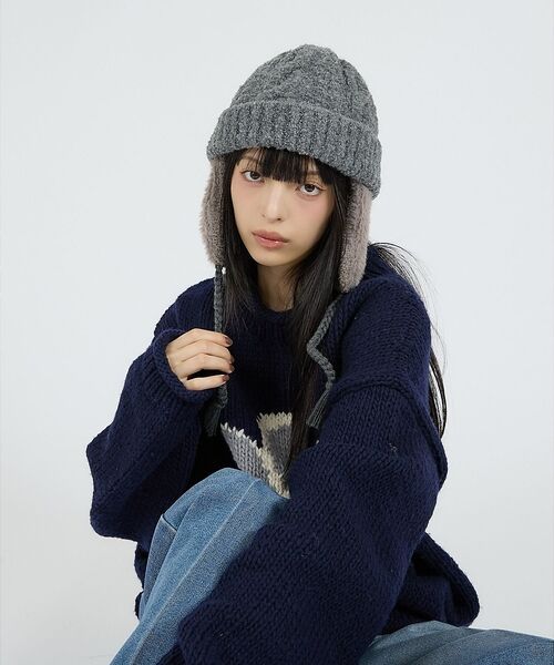 Rouge vif la cle / ルージュ・ヴィフ ラクレ ハット | 【RUBEN/ルーベン】ブークレイヤーカバーボア付きワッチキャップ/RUS-84 | 詳細7