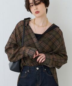 Rouge vif la cle / ルージュ・ヴィフ ラクレ シャツ・ブラウス | P/R強撚シアーチェック2WAYシャツ/カシュクールシャツ【予約】