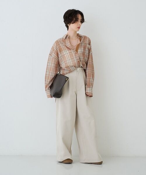 Rouge vif la cle / ルージュ・ヴィフ ラクレ シャツ・ブラウス | P/R強撚シアーチェック2WAYシャツ/カシュクールシャツ【予約】 | 詳細11