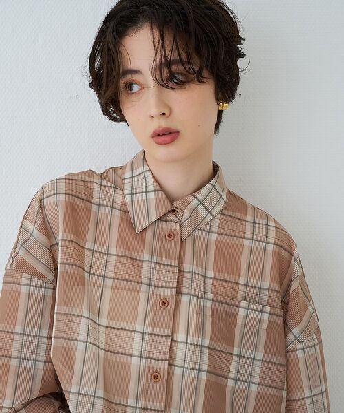 Rouge vif la cle / ルージュ・ヴィフ ラクレ シャツ・ブラウス | P/R強撚シアーチェック2WAYシャツ/カシュクールシャツ【予約】 | 詳細16