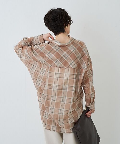 Rouge vif la cle / ルージュ・ヴィフ ラクレ シャツ・ブラウス | P/R強撚シアーチェック2WAYシャツ/カシュクールシャツ【予約】 | 詳細5