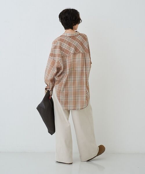 Rouge vif la cle / ルージュ・ヴィフ ラクレ シャツ・ブラウス | P/R強撚シアーチェック2WAYシャツ/カシュクールシャツ【予約】 | 詳細9