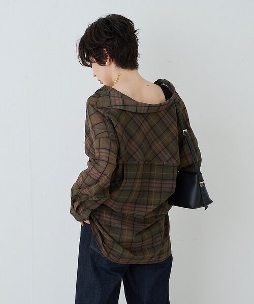 Rouge vif la cle / ルージュ・ヴィフ ラクレ シャツ・ブラウス | P/R強撚シアーチェック2WAYシャツ/カシュクールシャツ【予約】 | 詳細21