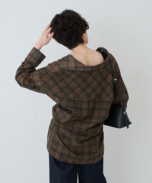 Rouge vif la cle / ルージュ・ヴィフ ラクレ シャツ・ブラウス | P/R強撚シアーチェック2WAYシャツ/カシュクールシャツ【予約】 | 詳細22