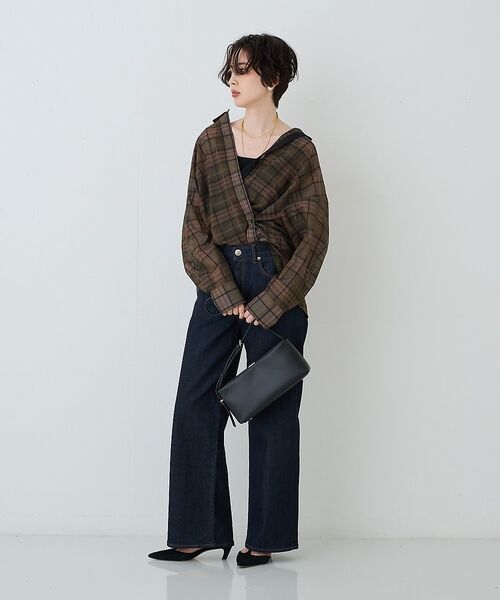 Rouge vif la cle / ルージュ・ヴィフ ラクレ シャツ・ブラウス | P/R強撚シアーチェック2WAYシャツ/カシュクールシャツ【予約】 | 詳細24