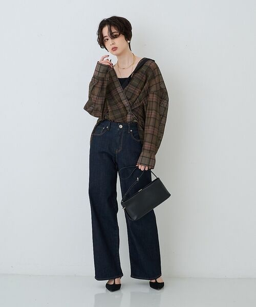 Rouge vif la cle / ルージュ・ヴィフ ラクレ シャツ・ブラウス | P/R強撚シアーチェック2WAYシャツ/カシュクールシャツ【予約】 | 詳細25