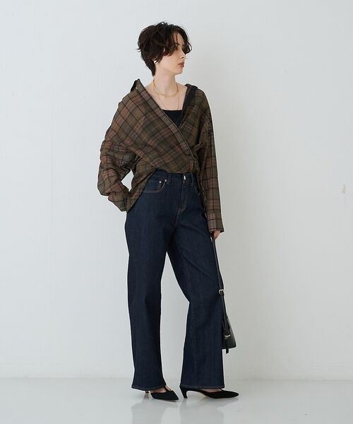 Rouge vif la cle / ルージュ・ヴィフ ラクレ シャツ・ブラウス | P/R強撚シアーチェック2WAYシャツ/カシュクールシャツ【予約】 | 詳細26