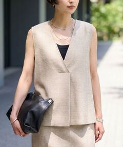 Rouge vif la cle / ルージュ・ヴィフ ラクレ ベスト | 【セットアップ対応】モールヘリンボーンＶネックベスト/ジレ【予約】