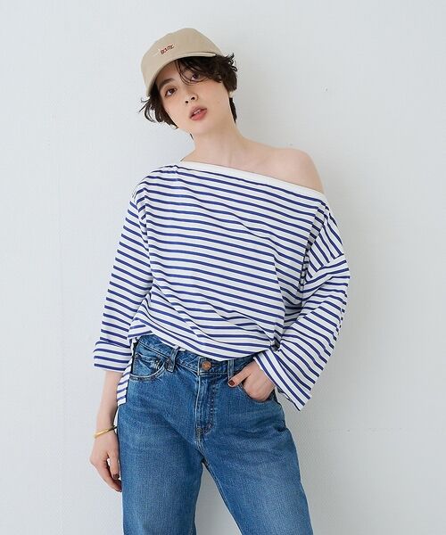 Rouge vif la cle / ルージュ・ヴィフ ラクレ Tシャツ | ボーダーボートネックカットソー/ロングスリーブTシャツ【予約】 | 詳細1