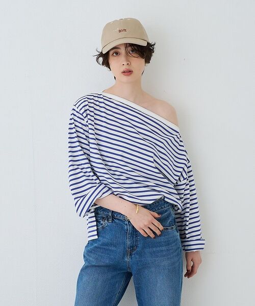 Rouge vif la cle / ルージュ・ヴィフ ラクレ Tシャツ | ボーダーボートネックカットソー/ロングスリーブTシャツ【予約】 | 詳細2