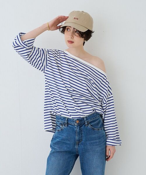 Rouge vif la cle / ルージュ・ヴィフ ラクレ Tシャツ | ボーダーボートネックカットソー/ロングスリーブTシャツ【予約】 | 詳細3