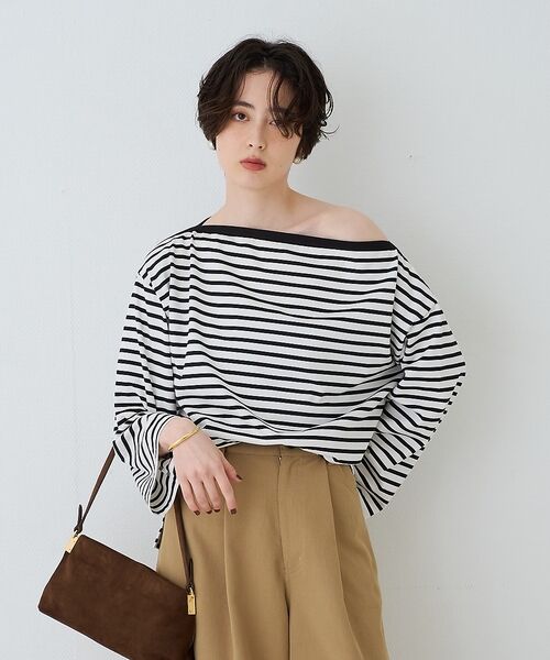 Rouge vif la cle / ルージュ・ヴィフ ラクレ Tシャツ | ボーダーボートネックカットソー/ロングスリーブTシャツ【予約】 | 詳細20