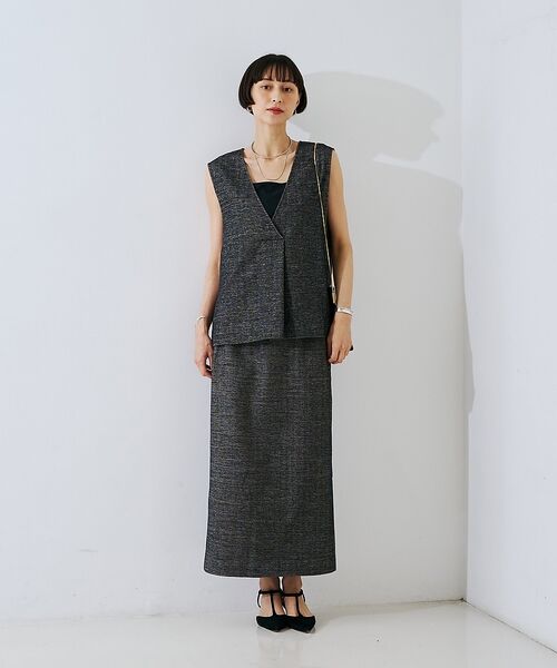 Rouge vif la cle / ルージュ・ヴィフ ラクレ ロング・マキシ丈スカート | 【セットアップ対応】モールヘリンボーンタイトスカート/ウエストゴム/ポケット付き | 詳細24