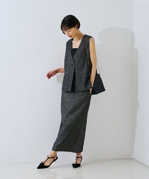 Rouge vif la cle / ルージュ・ヴィフ ラクレ ロング・マキシ丈スカート | 【セットアップ対応】モールヘリンボーンタイトスカート/ウエストゴム/ポケット付き | 詳細26