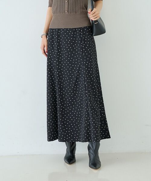Rouge vif la cle / ルージュ・ヴィフ ラクレ ロング・マキシ丈スカート | ポンチドットストレッチフレアスカート/ウエスト後ろゴム【予約】 | 詳細2