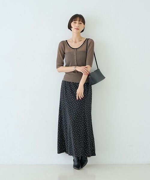 Rouge vif la cle / ルージュ・ヴィフ ラクレ ロング・マキシ丈スカート | ポンチドットストレッチフレアスカート/ウエスト後ろゴム【予約】 | 詳細5