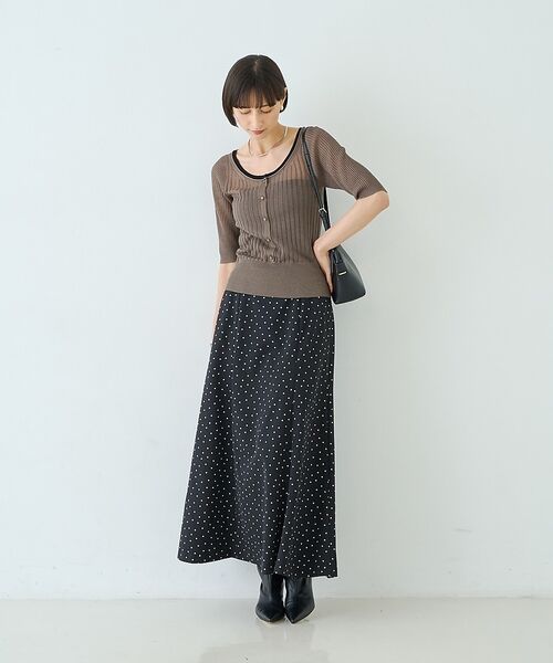 Rouge vif la cle / ルージュ・ヴィフ ラクレ ロング・マキシ丈スカート | ポンチドットストレッチフレアスカート/ウエスト後ろゴム【予約】 | 詳細6