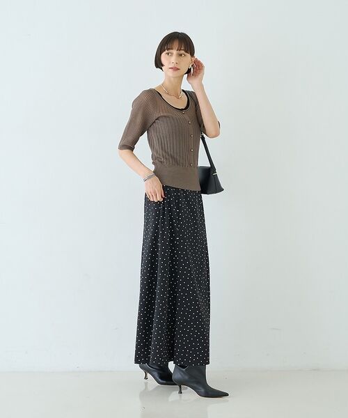 Rouge vif la cle / ルージュ・ヴィフ ラクレ ロング・マキシ丈スカート | ポンチドットストレッチフレアスカート/ウエスト後ろゴム【予約】 | 詳細7