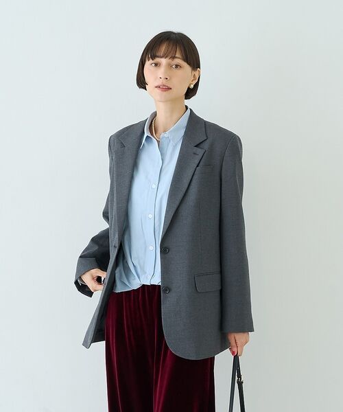 Rouge vif la cle / ルージュ・ヴィフ ラクレ テーラードジャケット | ウール混ストレッチツイルシングルテーラージャケット【予約】 | 詳細3