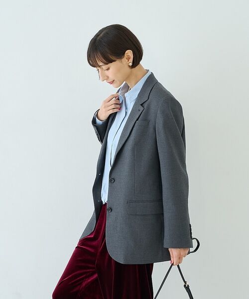 Rouge vif la cle / ルージュ・ヴィフ ラクレ テーラードジャケット | ウール混ストレッチツイルシングルテーラージャケット【予約】 | 詳細4