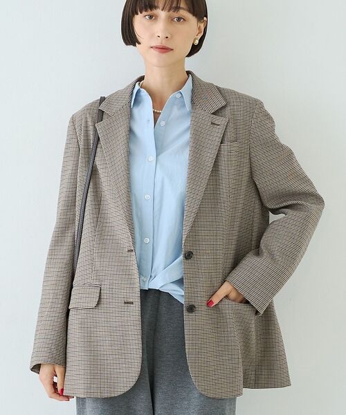 Rouge vif la cle / ルージュ・ヴィフ ラクレ テーラードジャケット | ウール混ストレッチツイルシングルテーラージャケット【予約】（チェック）