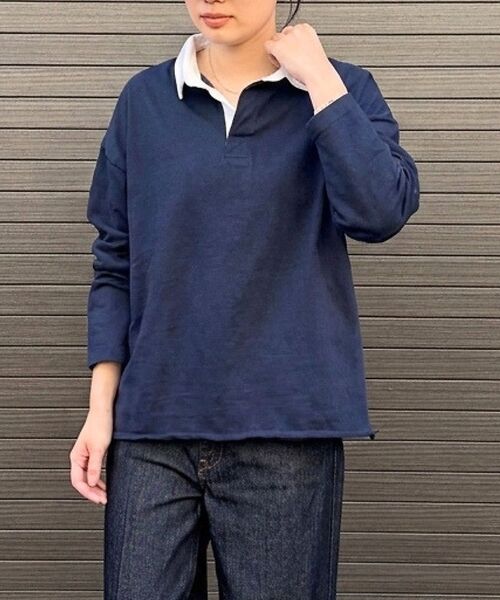 Rouge vif la cle / ルージュ・ヴィフ ラクレ Tシャツ | 【MICA＆DEAL / マイカ＆ディール】ラガーシャツ / ロングスリーブTシ（ネイビー）