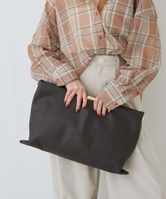 【PUNTI. / プンティ】3WAYレザークラッチバッグ/ショルダー付き/GR