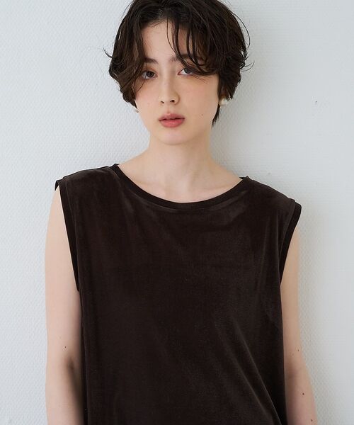 Rouge vif la cle / ルージュ・ヴィフ ラクレ Tシャツ | シアーベロアノースリーブヘムレースカットソー【予約】 | 詳細20