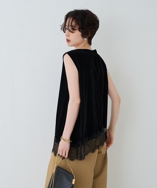 Rouge vif la cle / ルージュ・ヴィフ ラクレ Tシャツ | シアーベロアノースリーブヘムレースカットソー【予約】 | 詳細24