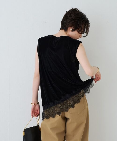Rouge vif la cle / ルージュ・ヴィフ ラクレ Tシャツ | シアーベロアノースリーブヘムレースカットソー【予約】 | 詳細25