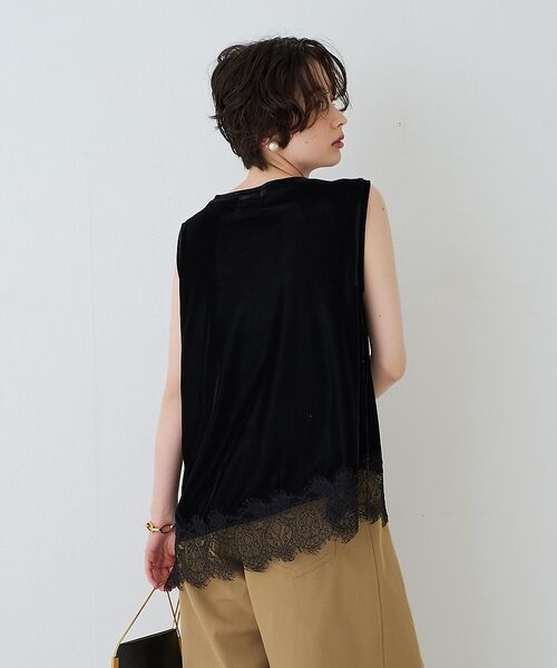 Rouge vif la cle / ルージュ・ヴィフ ラクレ Tシャツ | シアーベロアノースリーブヘムレースカットソー【予約】 | 詳細26