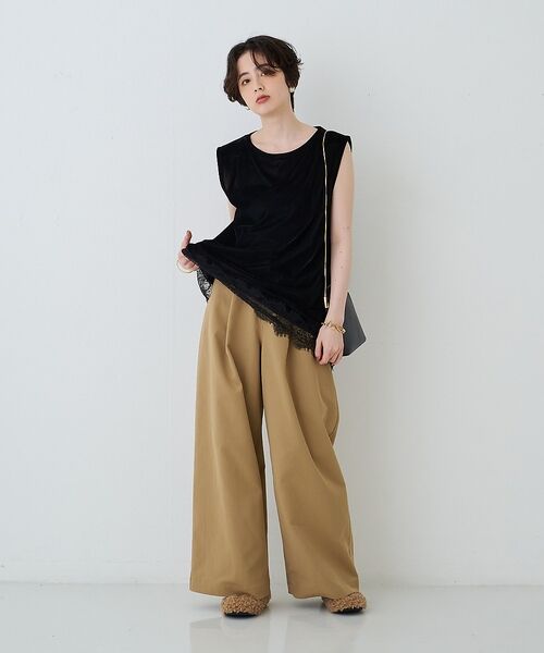 Rouge vif la cle / ルージュ・ヴィフ ラクレ Tシャツ | シアーベロアノースリーブヘムレースカットソー【予約】 | 詳細29