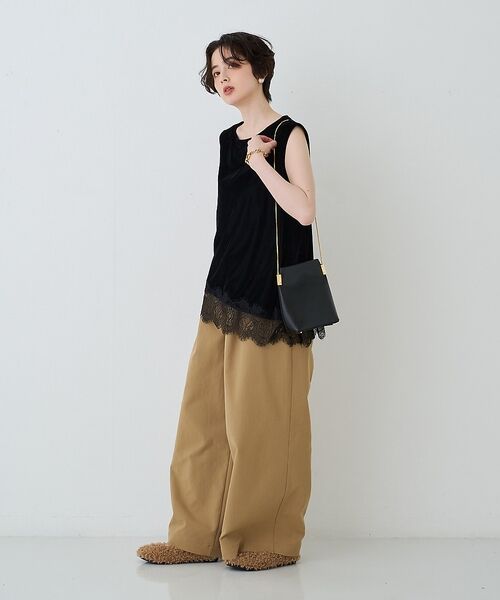Rouge vif la cle / ルージュ・ヴィフ ラクレ Tシャツ | シアーベロアノースリーブヘムレースカットソー【予約】 | 詳細30