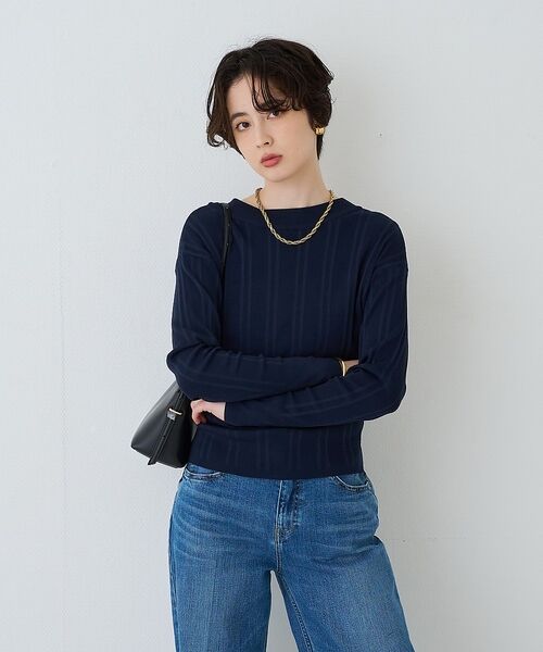 Rouge vif la cle / ルージュ・ヴィフ ラクレ シャツ・ブラウス | 異素材リブストライプ前後2WAYニット/カーディガン【予約】 | 詳細18