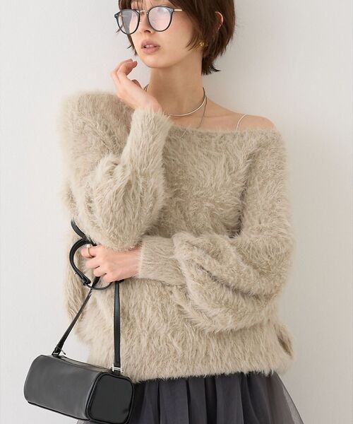 Rouge vif la cle / ルージュ・ヴィフ ラクレ ニット・セーター | 【人気追加2026AW】3wayルーズラメニット/オフショルダー/ワンショルダー（ベージュ）