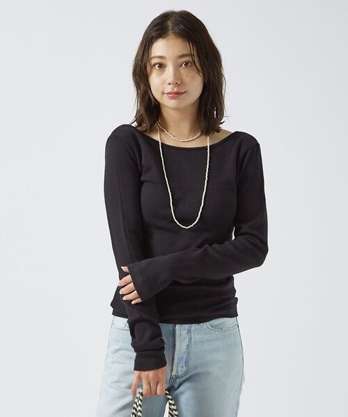 Rouge vif la cle / ルージュ・ヴィフ ラクレ Tシャツ | 【Robert P. Miller】パネルリブ バックオープンロンT / 背あき | 詳細15