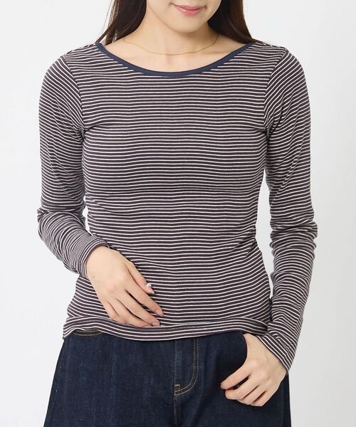 Rouge vif la cle / ルージュ・ヴィフ ラクレ Tシャツ | 【Robert P. Miller】パネルリブ バックオープンロンT / 背あき（ブラウン系その他1）