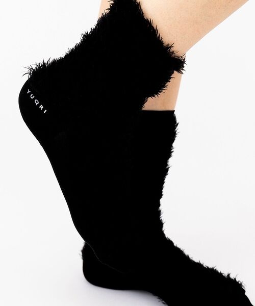 Rouge vif la cle / ルージュ・ヴィフ ラクレ ソックス | 【YUQRI/ユクリ】Faux fur/靴下/ファー/もこもこ/ギフト【WEB限（ブラック）