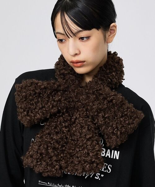 Rouge vif la cle / ルージュ・ヴィフ ラクレ マフラー・ショール・スヌード・ストール | 【Casselini/キャセリーニ】リボンティペット/マフラー/アニマル/リボン（ダークブラウン）