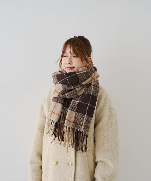 Rouge vif la cle / ルージュ・ヴィフ ラクレ マフラー・ショール・スヌード・ストール | 【一部店舗限定】ループヤーンチェックストール/マフラー | 詳細1