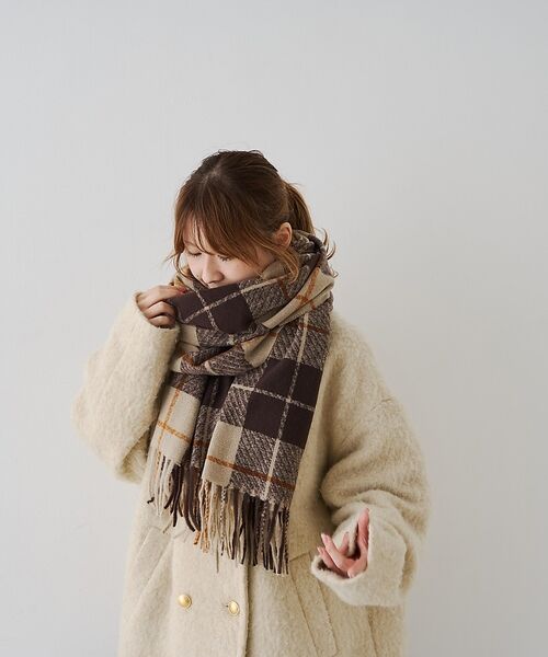 Rouge vif la cle / ルージュ・ヴィフ ラクレ マフラー・ショール・スヌード・ストール | 【一部店舗限定】ループヤーンチェックストール/マフラー | 詳細4