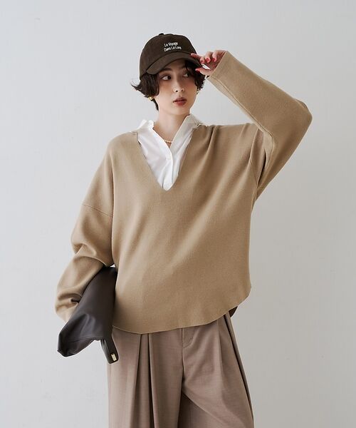 Rouge vif la cle / ルージュ・ヴィフ ラクレ ニット・セーター | レイヤード風シャツドッキングニットプルオーバー【予約】 | 詳細2