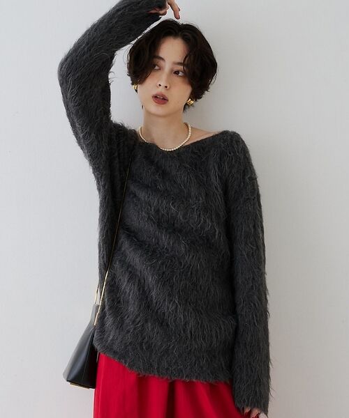 Rouge vif la cle / ルージュ・ヴィフ ラクレ ニット・セーター | モヘア混シャギーニットプルオーバー【予約】（グレー）
