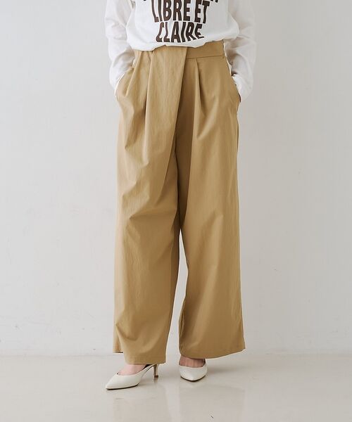 Rouge vif la cle / ルージュ・ヴィフ ラクレ パンツ | 【撥水加工】アシメトリーストレッチツイルタックコクーンパンツ【予約】 | 詳細1