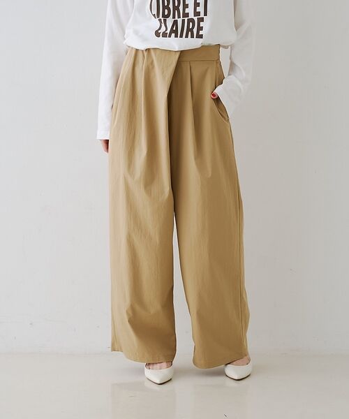 Rouge vif la cle / ルージュ・ヴィフ ラクレ パンツ | 【撥水加工】アシメトリーストレッチツイルタックコクーンパンツ【予約】 | 詳細2