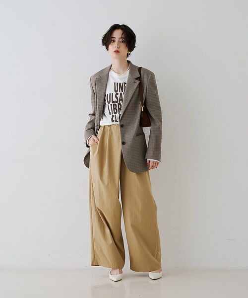 Rouge vif la cle / ルージュ・ヴィフ ラクレ パンツ | 【撥水加工】アシメトリーストレッチツイルタックコクーンパンツ【予約】 | 詳細6