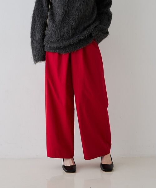 Rouge vif la cle / ルージュ・ヴィフ ラクレ パンツ | 【撥水加工】アシメトリーストレッチツイルタックコクーンパンツ【予約】 | 詳細18