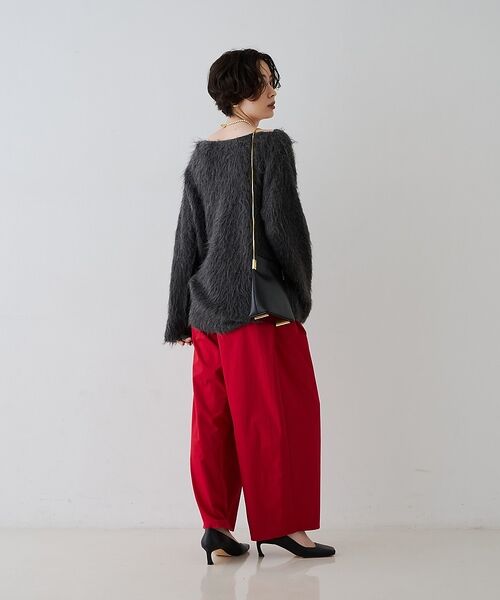 Rouge vif la cle / ルージュ・ヴィフ ラクレ パンツ | 【撥水加工】アシメトリーストレッチツイルタックコクーンパンツ【予約】 | 詳細27