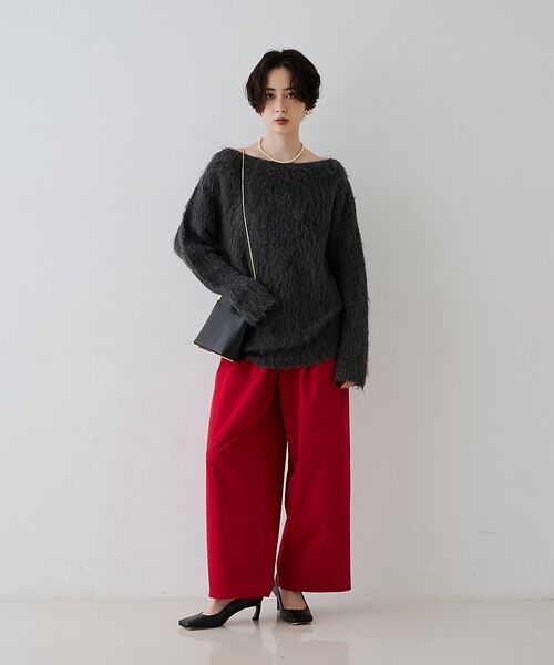 Rouge vif la cle / ルージュ・ヴィフ ラクレ パンツ | 【撥水加工】アシメトリーストレッチツイルタックコクーンパンツ【予約】 | 詳細29